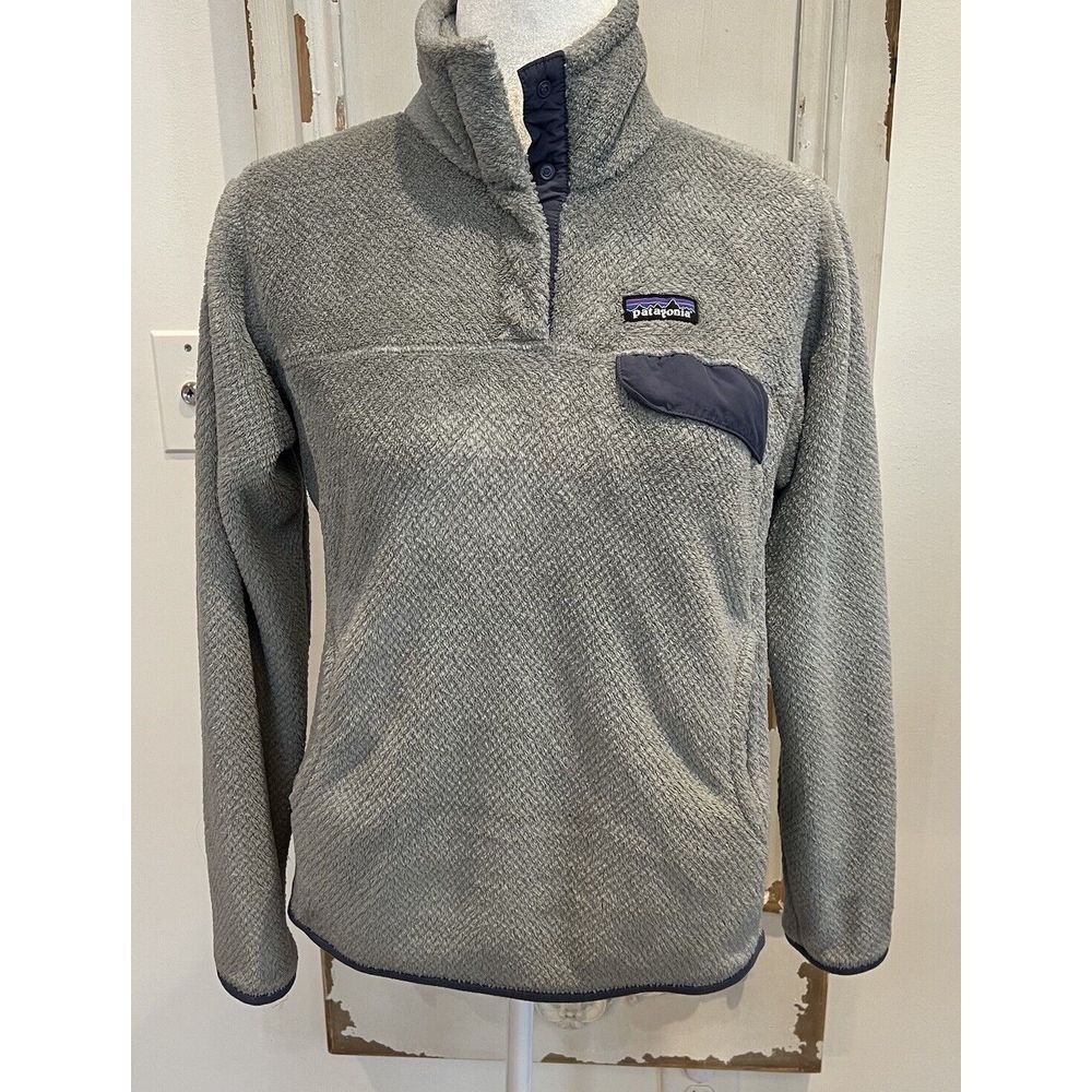 Patagonia Re-Tool Snap T Gray Fleece Pullover PolarTec Thermal Pro Womens Size M
